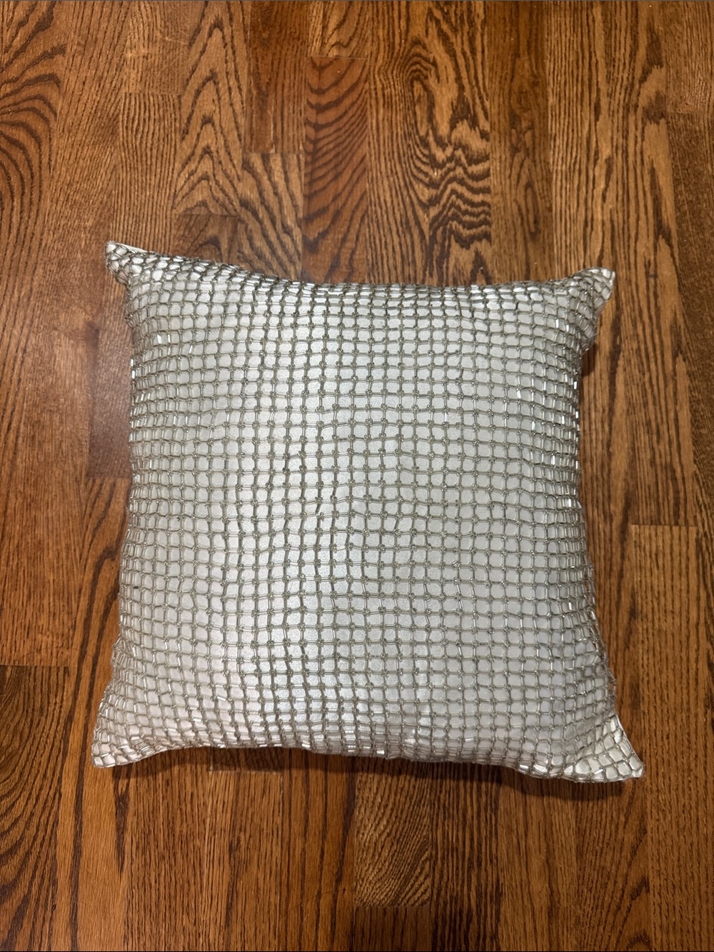Decorative Silver Grid Throw Pillow - Home Accents